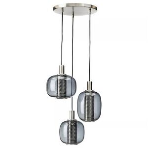BNIB IKEA HÖGVIND Pendant lamp w/ 3 lamps, nickel/gray glass, 16" (3 Available)